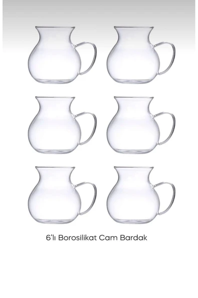 Keyfi Ala Borosilikat 6'lı Çay Bardağı Pinterest Bardak - Resim 7