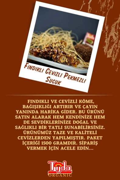 TİJDA Fındıklı Cevizli Pekmezli Sucuk Köme Orcik 1500 gr - Resim 5