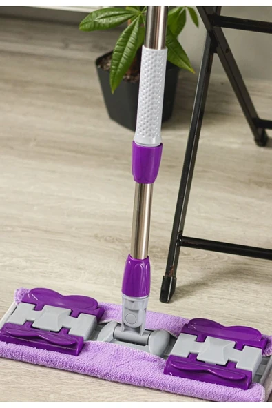 1 Adet Yedek Bez Hediyeli Yer Mopu Fayans Parke Zemin Ve Duvar Mopu Mikrofiber Mandallı Mop