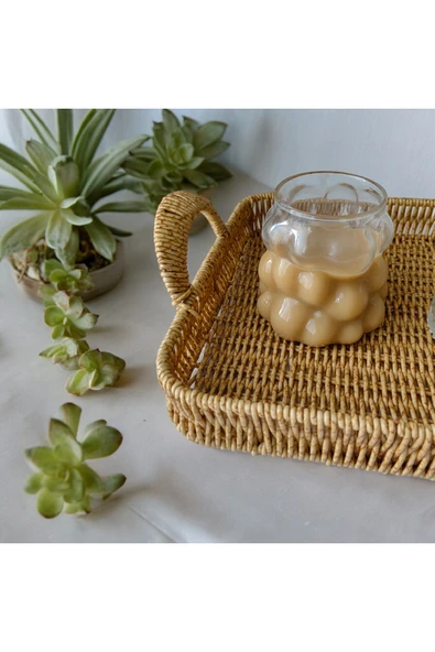 6 Adet Üzümlü Isıya Dayanıklı Boncuk Şekilli Borosilikat Cam Pinterest Sunum Bardağı 350 ml - Resim 3