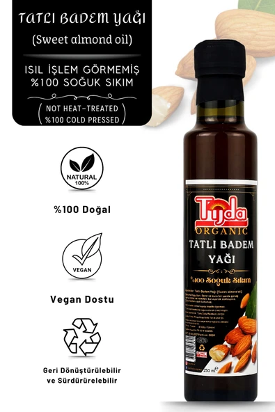 TİJDA Tatlı Badem Yağı ( %100 Soğuk Sıkım ) 250 Ml