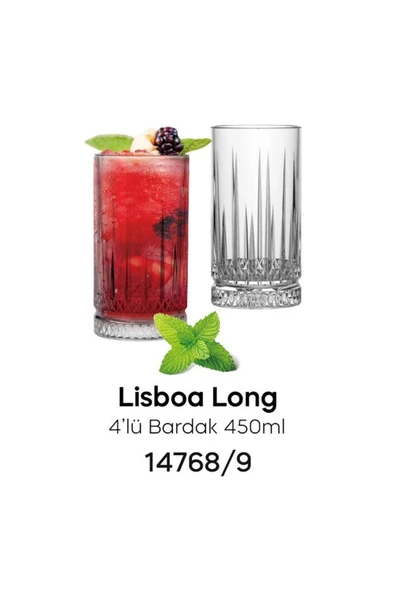 Sefa Züccaciye Perotti Lısboa Long 4`lü Bardak 450ml ürün görseli