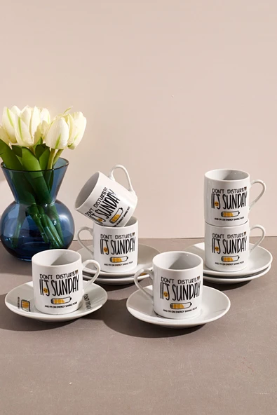 6'lı Porselen Kahve Fincanı Takımı-sunday ürün görseli