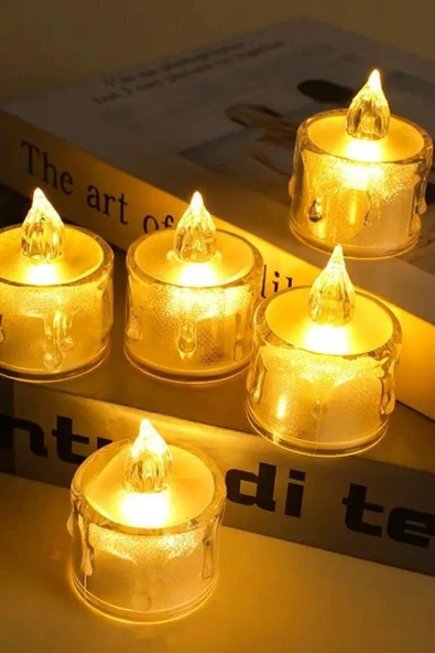 3'lü Pilli Dekoratif Simli Led Mum 5cm - Resim 6