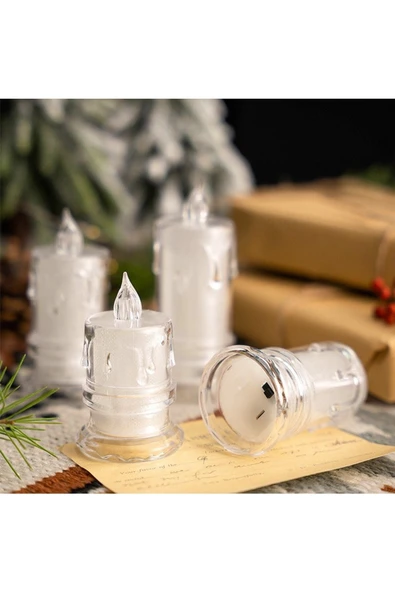 Alevli Kristal Erimiş Led Mum 3'lü Alevli Eriyen Yapay Mum Pilli Led - 7