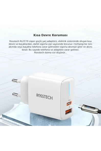 Ultra Hızlı Şarj Adaptörü Usb-C PD 20W + Usb-A Quick Charge 3.0 - 4