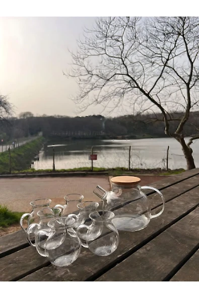 6'lı Keyfi Ala Borosilikat Cam Kulplu Çay Bardağı 200ml Bardak ürün görseli