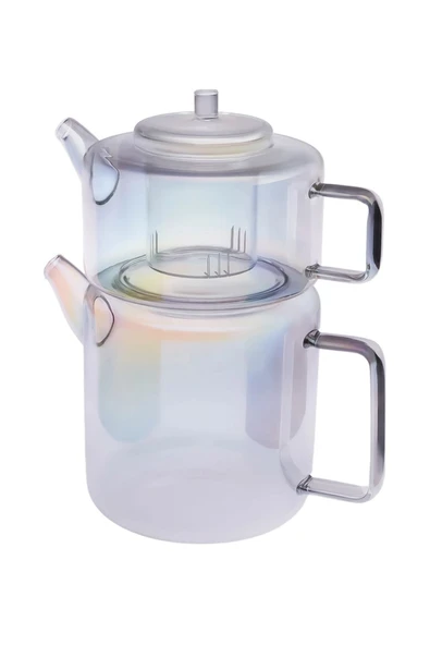 Tobby Luster Borosilikat Çaydanlık Seti 1.1 Lt Demlik 1.75lt Suluk - Resim 6