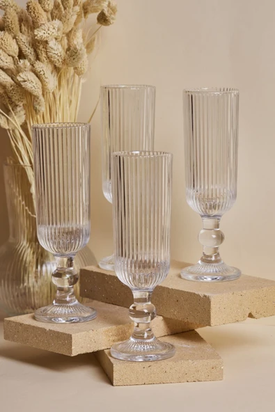 4 Parça Imola 4’lü Uzun Kadeh Takımı 160 ml 0 - 199 cc Cam Şampanya Kadehi - Resim 2