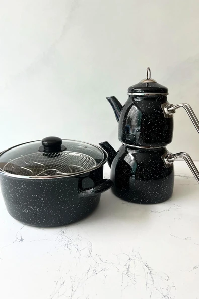 Midnight Dalmaçya - Çaydanlık Ve 22 Cm Kızartma Tenceresi Seti TAŞ EV - Resim 5