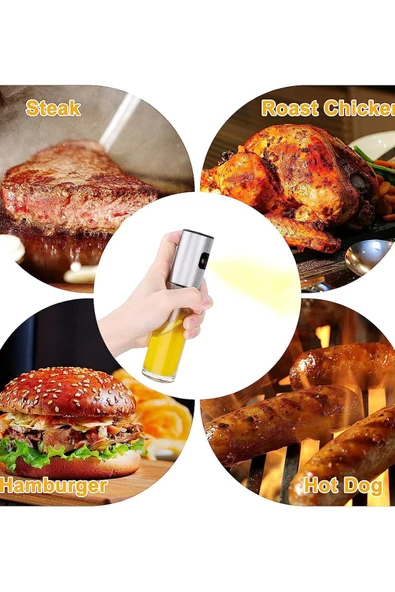 Sprey Cam Yağdanlık 100 ml Fısfıs Yağdanlık Sirke Airfryer Zeytinyağı Limon Yağ Püskürtücü Yağlık - 4