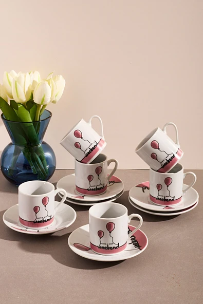 6'lı Porselen Kahve Fincanı Takımı-have A Nice Weekend ürün görseli