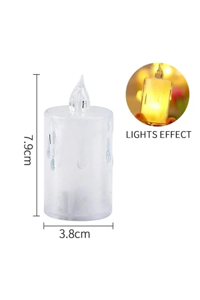 3'lü Pilli Dekoratif Simli Led Mum 7.5 Cm - Resim 2