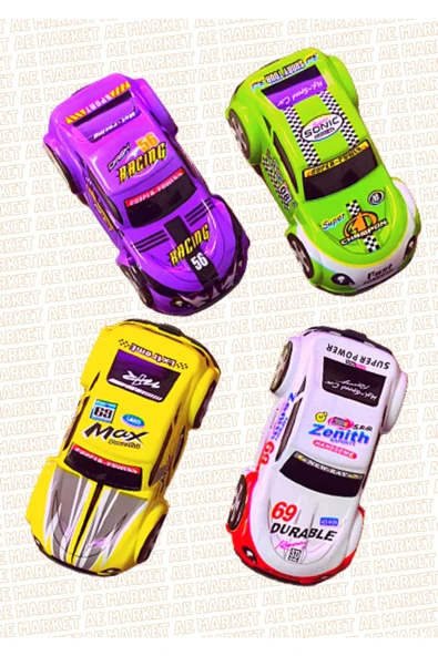 4 Adet Maket Plastik Çek Bırak Oyuncak Araba - Ince Plastik Vakumlu Kasalı Kurmalı Araba - Resim 2