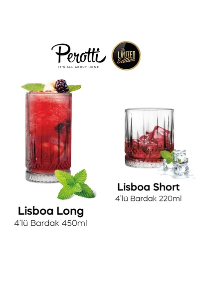 Perotti Lisboa 8 Parça Bardak Seti - 4 Meşrubat - 4 Su Bardağı - Resim 4