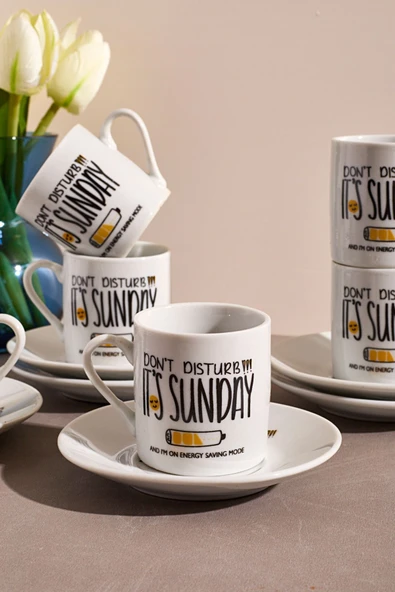 6'lı Porselen Kahve Fincanı Takımı-sunday - Resim 2
