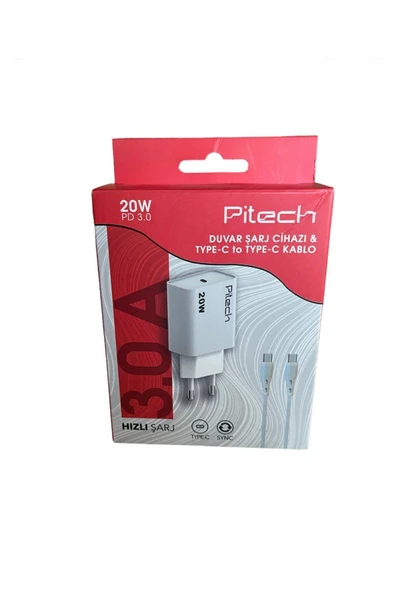 Pitech 20 W Hızlı Şarj-duvar Şarj Cihazı &type C To Type-c Kablo ürün görseli