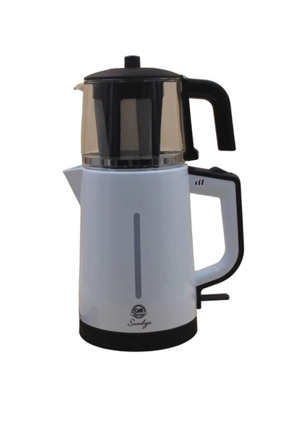 Dn-1529 Suadiye Renkli Plastik Cam Elektrikli Çay Makinesi - Beyaz -50 - Resim 2