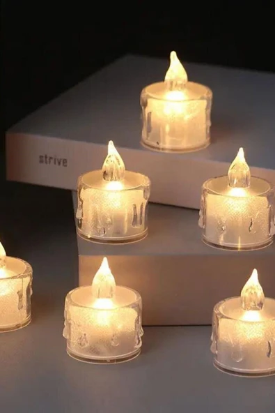 3'lü Pilli Dekoratif Simli Led Mum 5cm ürün görseli