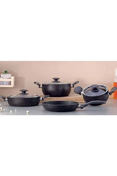 Granit Zita 7 Parça Tencere Seti Siyah ürün görseli