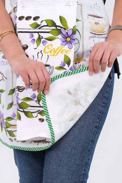 Silver Sıvı Geçirmez Mutfak Önlüğü Havlulu Mutfak Önlüğü COFFEE MOCHA - 3