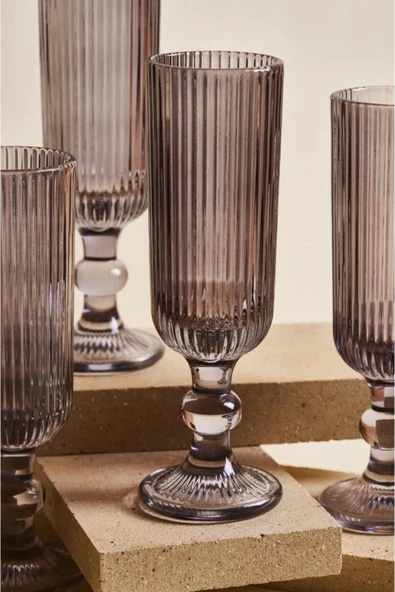 Cam Imola Fume 4'lü Uzun Kadeh Takımı 160 ml Beyaz Şarap Kadehi 4 Parça - 3