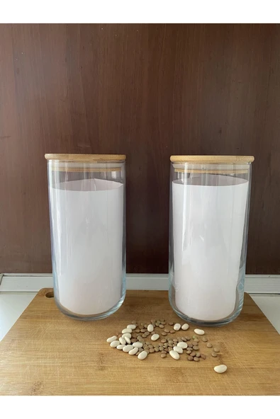 Bambu Kapaklı Cam Kavanoz Duo 1400 Ml (tekli) ürün görseli