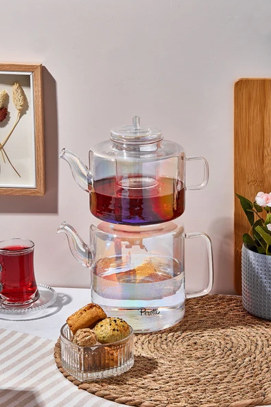 Tobby Luster Borosilikat Çaydanlık Seti 1.1 Lt Demlik 1.75lt Suluk ürün görseli