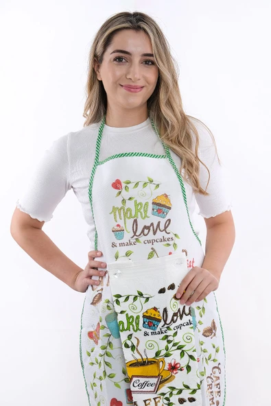 Silver Sıvı Geçirmez Mutfak Önlüğü Havlulu Mutfak Önlüğü - Resim 2