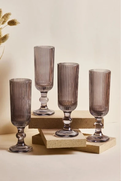 Cam Imola Fume 4'lü Uzun Kadeh Takımı 160 ml Beyaz Şarap Kadehi 4 Parça