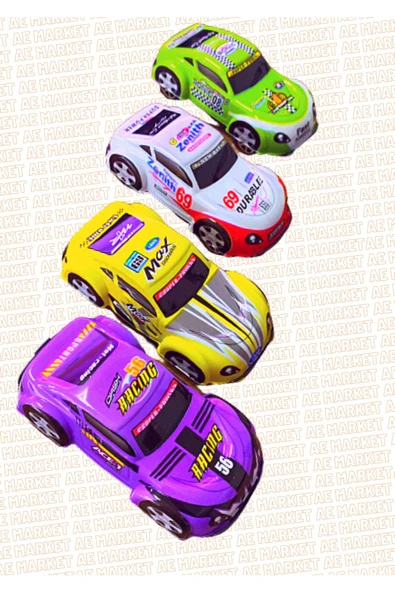 4 Adet Maket Plastik Çek Bırak Oyuncak Araba - Ince Plastik Vakumlu Kasalı Kurmalı Araba - Resim 4