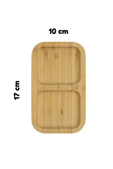 2 Adet Bambu 2 Bölmeli Çerezlik / Sunumluk / Yağdanlık Şişe Standı - Resim 3