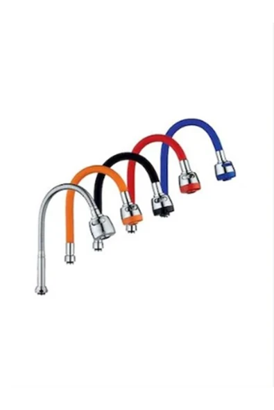 Oynar Başlıklı Spiral Renkli Kubar Lavabo, Mutfak Esnek Musluk Borusu Silikon Musluk Başlığı - Resim 3