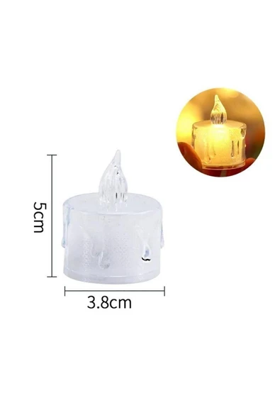 3'lü Pilli Dekoratif Simli Led Mum 5cm - Resim 3