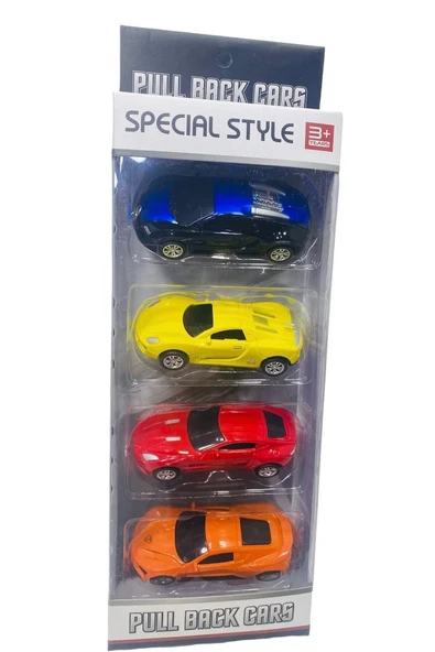 Aston Martin Bugatti Ferrari 4 Adet Mini Araba Modeli Çek Bırak Plastik - Resim 3