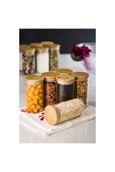 1400 ml Bambu Kapakli Cam Kavanoz Baharatlık - Resim 2