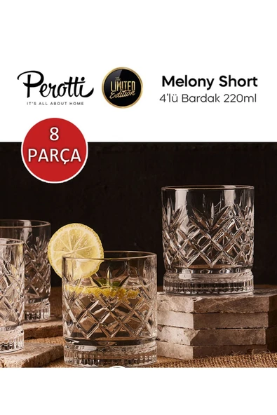 Perotti Melony 8 Parça Bardak Seti, 4 Ad Meşrubat - 4 Ad. Su Bardağı - Resim 3