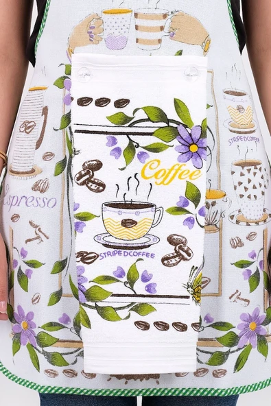 Silver Sıvı Geçirmez Mutfak Önlüğü Havlulu Mutfak Önlüğü COFFEE MOCHA - 2