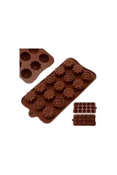15 Göz Gül Şekilli Silikon Mum Çikolata Şeker Buz Jöle Vb. Kek Kalıbı (29,4 Cm X 17,1 Cm) 1 Adet - Resim 2