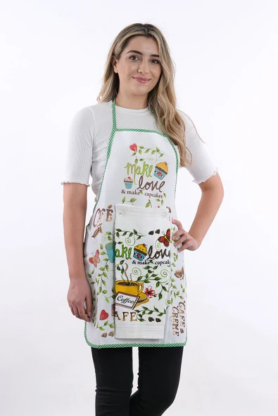 Silver Sıvı Geçirmez Mutfak Önlüğü Havlulu Mutfak Önlüğü ürün görseli