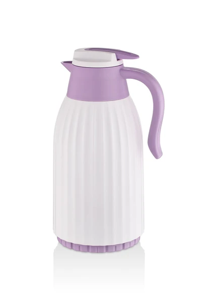 Çizgili Mor 1,5 Litre Cam Termos 18 Saat Bpa Free ürün görseli
