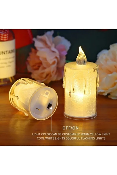 3'lü Pilli Dekoratif Simli Led Mum 7.5 Cm ürün görseli