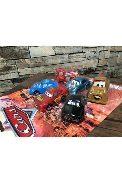 Şimşek Mcqueen Cars Araba Seti 6'lı Çek Bırak Plastik Oyuncak Araba - Resim 4
