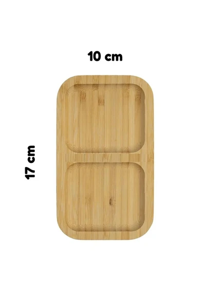 1 Adet Bambu 2 Bölmeli Çerezlik / Sunumluk / Yağdanlık Şişe Standı - Resim 3