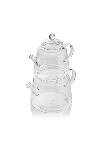 Ews Cam Çaydanlık Seti 800/1200 Ml Şeffaf Saplı ürün görseli