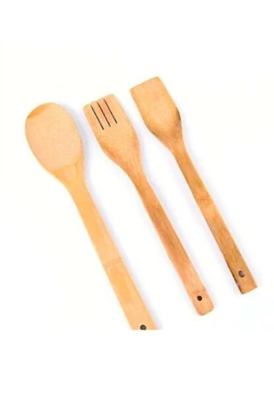 Bambu 3'lü Kaşık Spatula Ve Çatal Set ürün görseli