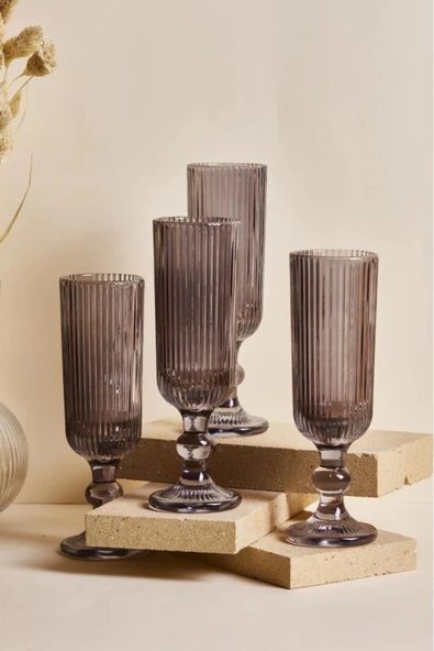 Cam Imola Fume 4'lü Uzun Kadeh Takımı 160 ml Beyaz Şarap Kadehi 4 Parça - 4