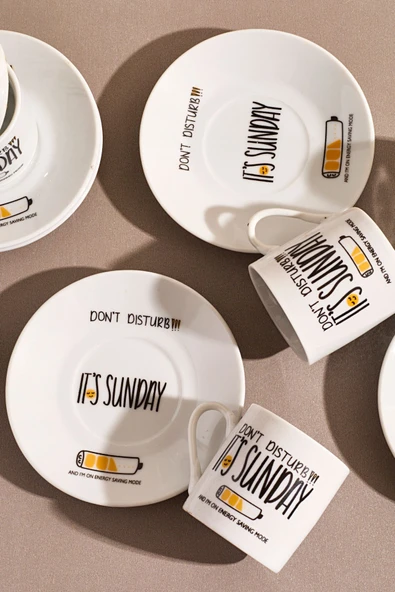 6'lı Porselen Kahve Fincanı Takımı-sunday - Resim 3