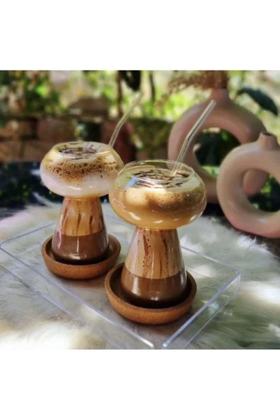 Mantar Model Borasilikat Cam Bardak (1 Adet ) ( Pipet Dahil Değildir) - Resim 2