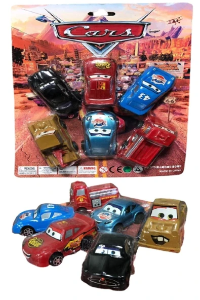 Şimşek Mcqueen Cars Araba Seti 6'lı Çek Bırak Plastik Oyuncak Araba ürün görseli